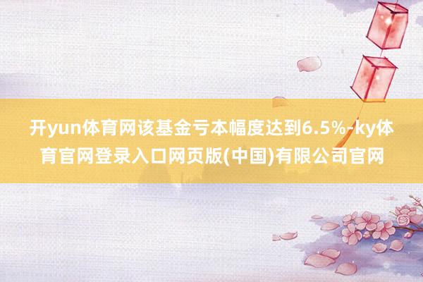 开yun体育网该基金亏本幅度达到6.5%-ky体育官网登录入口网页版(中国)有限公司官网