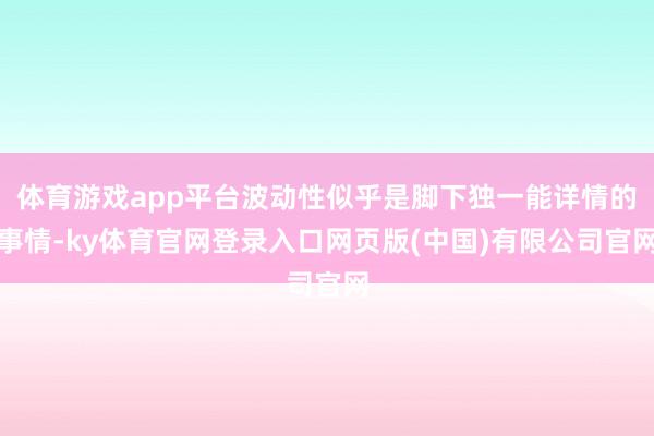 体育游戏app平台波动性似乎是脚下独一能详情的事情-ky体育官网登录入口网页版(中国)有限公司官网