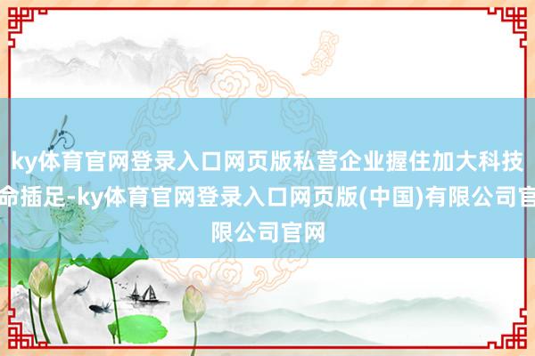 ky体育官网登录入口网页版私营企业握住加大科技革命插足-ky体育官网登录入口网页版(中国)有限公司官网